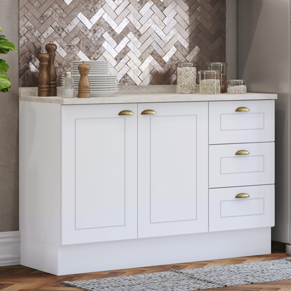 Balcao Pia Com Tampo 120 cm C353 Americana Branco Calcare Henn