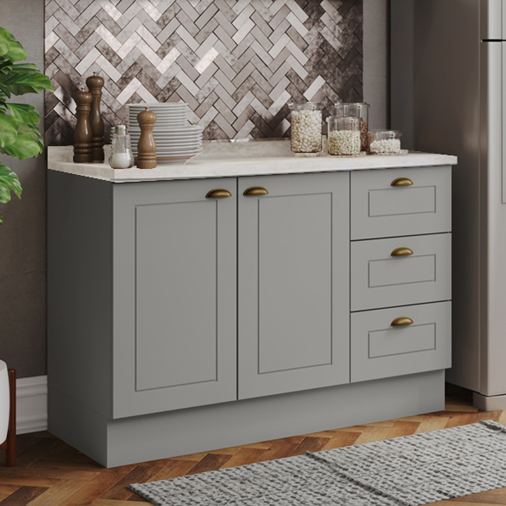 Balcao Pia Com Tampo 120 cm C353 Americana Cinza Calcare Henn