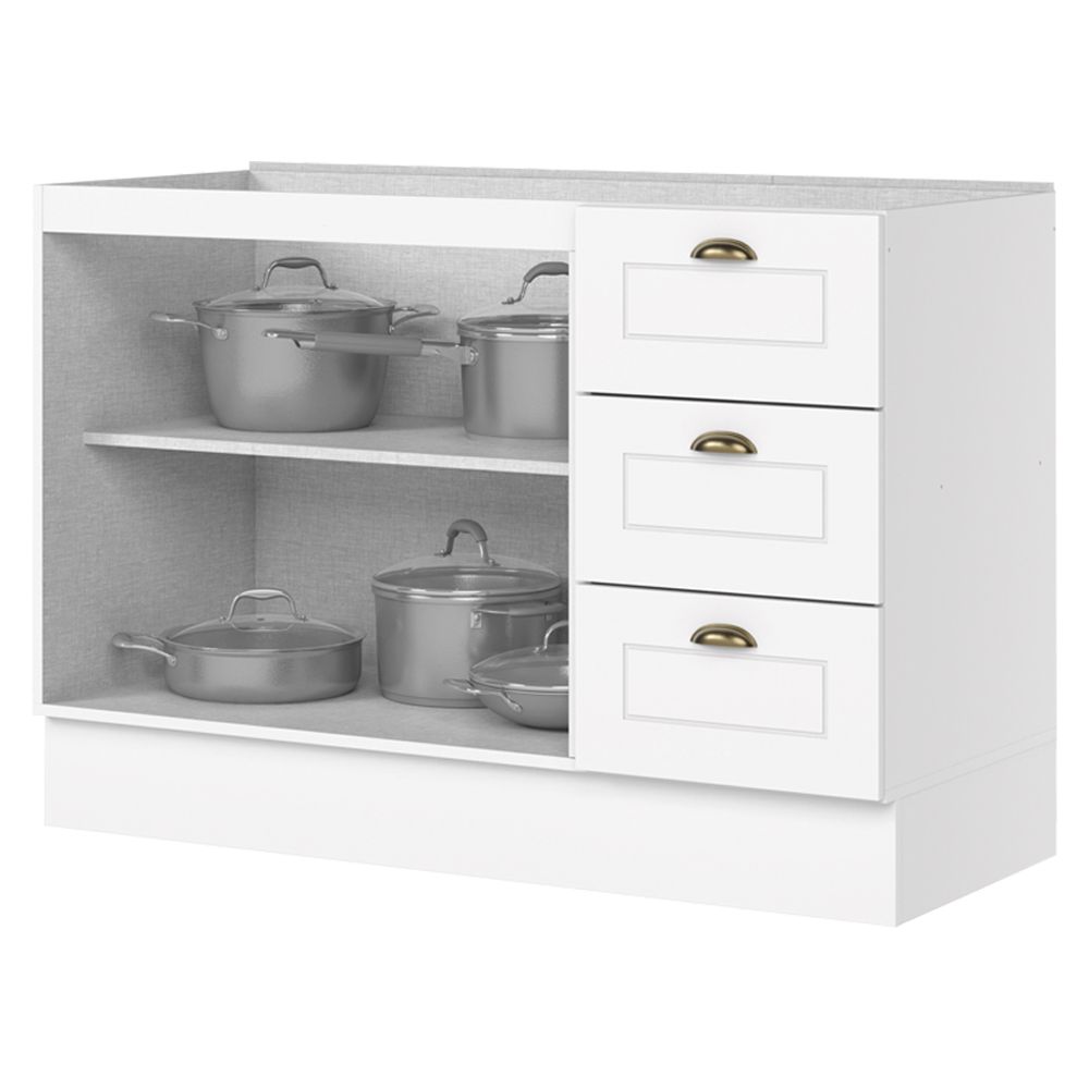 Balcao Pia Com Tampo 120cm C353 Americana Branco Nature Henn