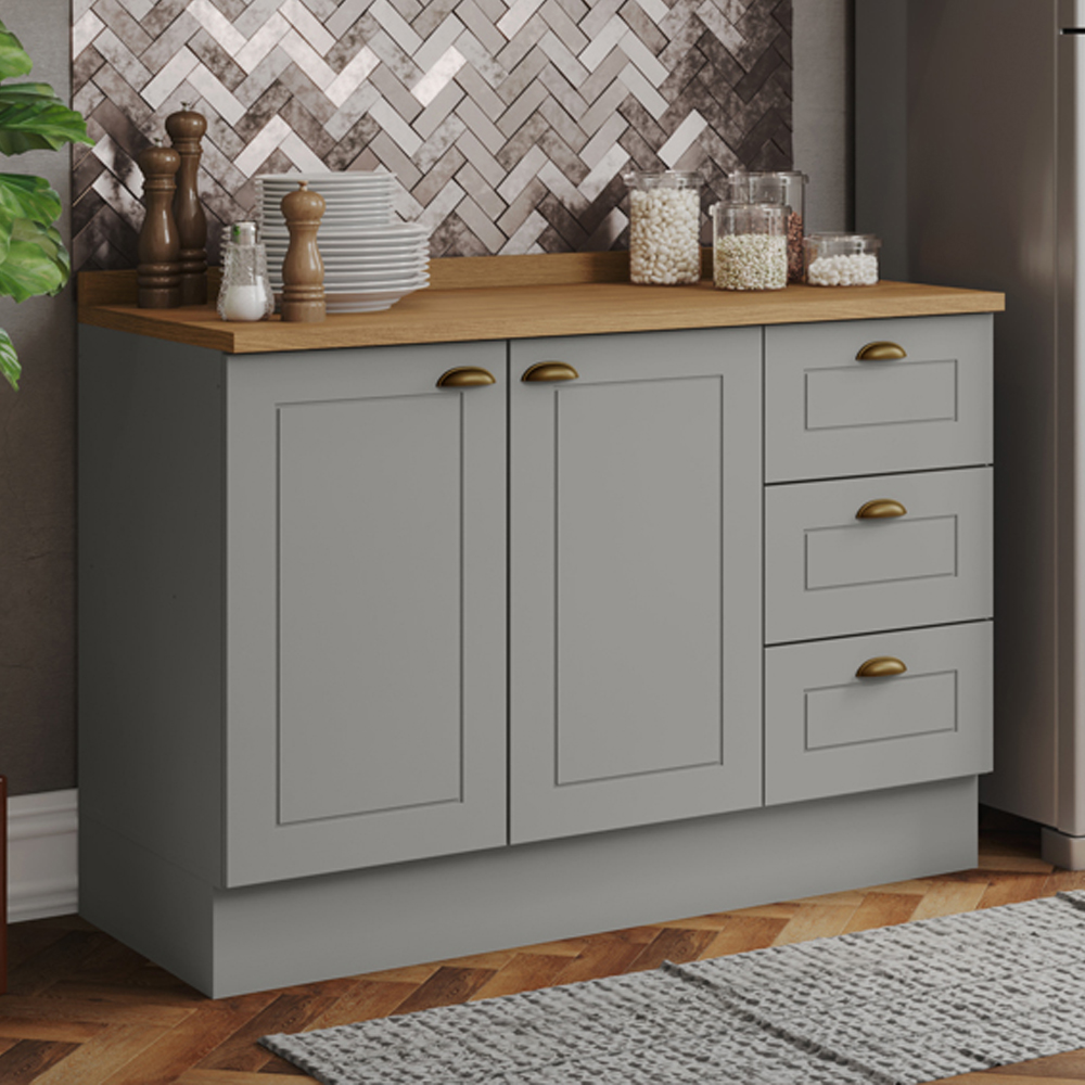 Balcao Pia Com Tampo 120cm C353 Americana Cinza Nature Henn