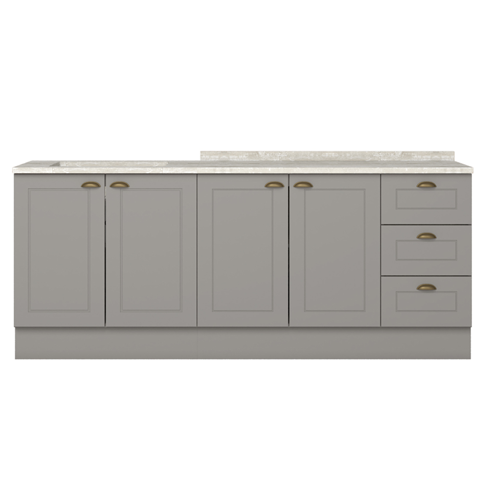 Balcao Tampo 120 cm Balcao Cooktop 80 cm Americana Cinza Calcare Henn
