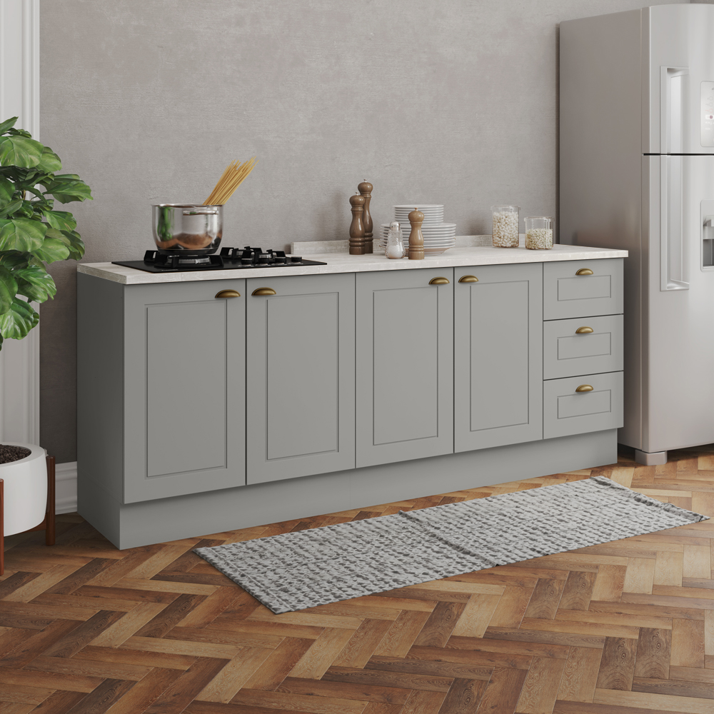 Balcao Tampo 120 cm Balcao Cooktop 80 cm Americana Cinza Calcare Henn