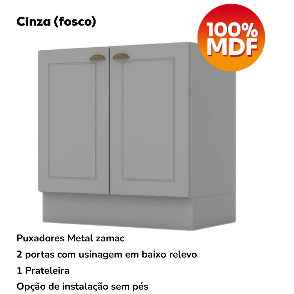 Balcao Tampo 120 cm Balcao Cooktop 80 cm Americana Cinza Calcare Henn
