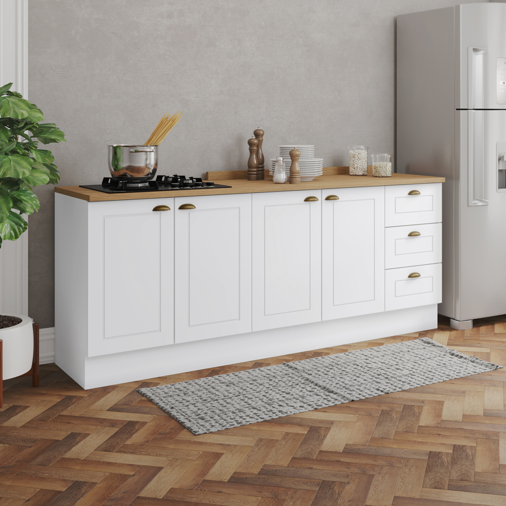Balcao Tampo 120cm Balcao Cooktop 80cm Americana Branco Nature Henn