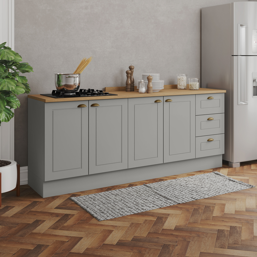 Balcao Tampo 120cm Balcao Cooktop 80cm Americana Cinza Nature Henn