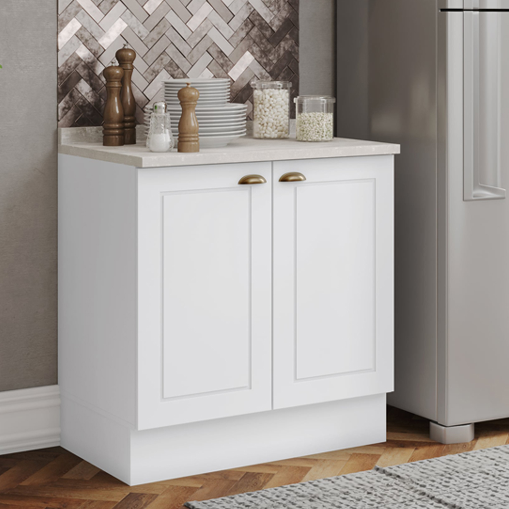 Balcao com Tampo 2 Portas 80 cm Americana Branco Calcare Henn