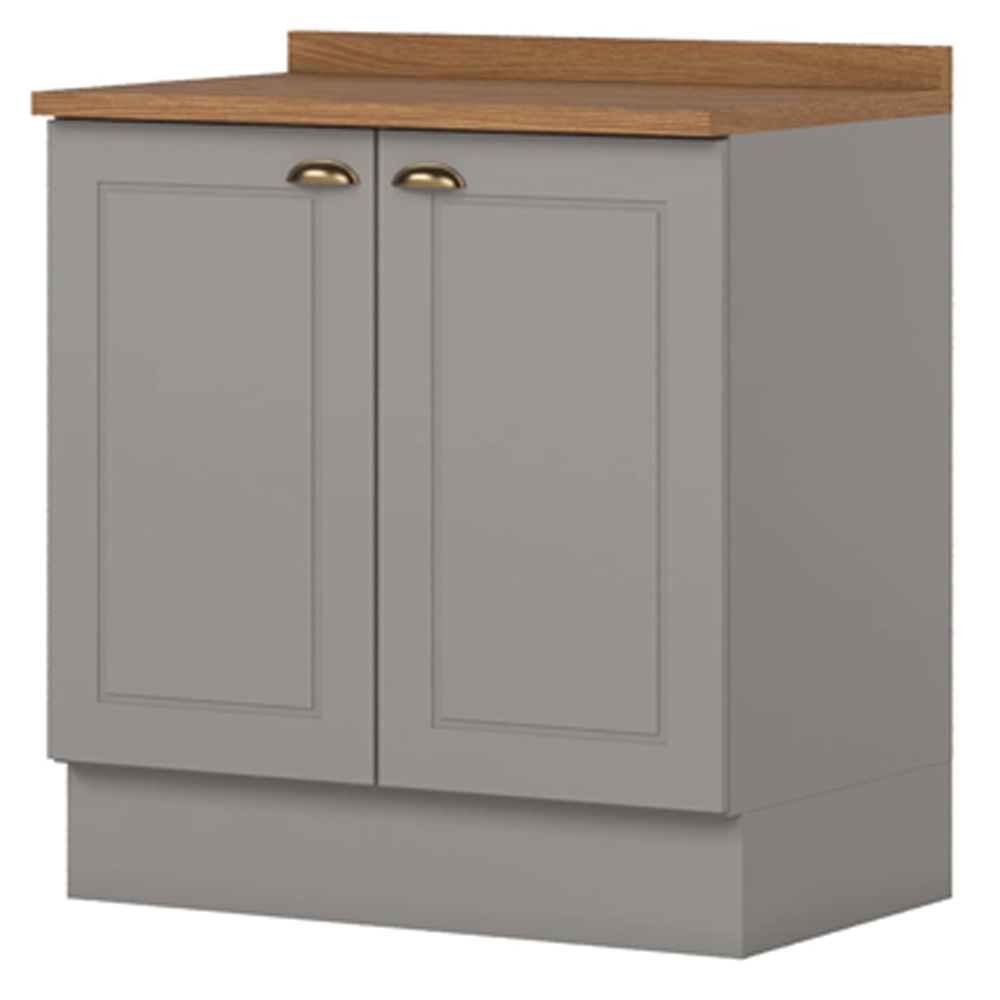 Balcao com Tampo 2 Portas 80cm Americana Cinza Nature Henn