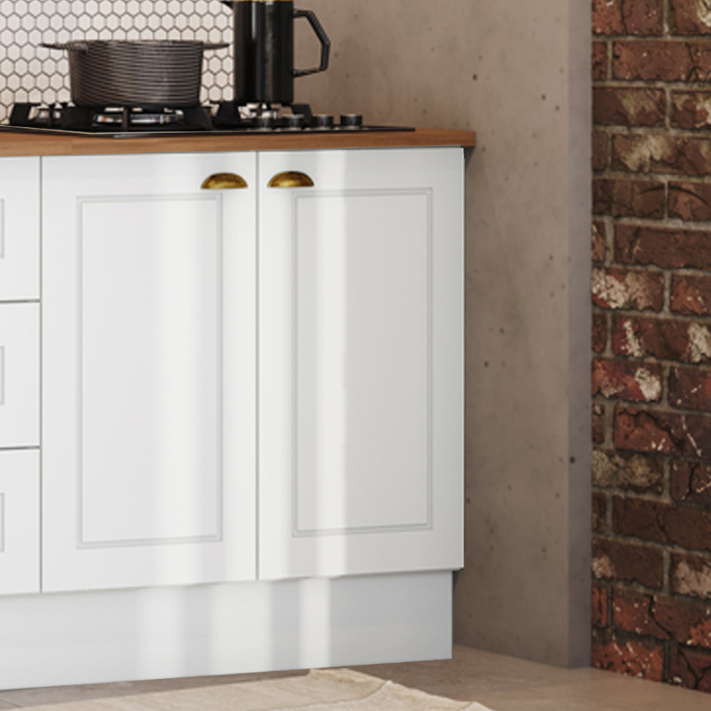 Balcao com Tampo Para Cooktop 2P 80 cm Americana Branco Nature Henn