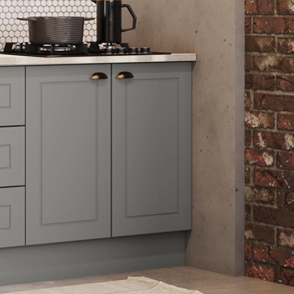 Balcao com Tampo Para Cooktop 2P 80 cm Americana Cinza Calcare Henn