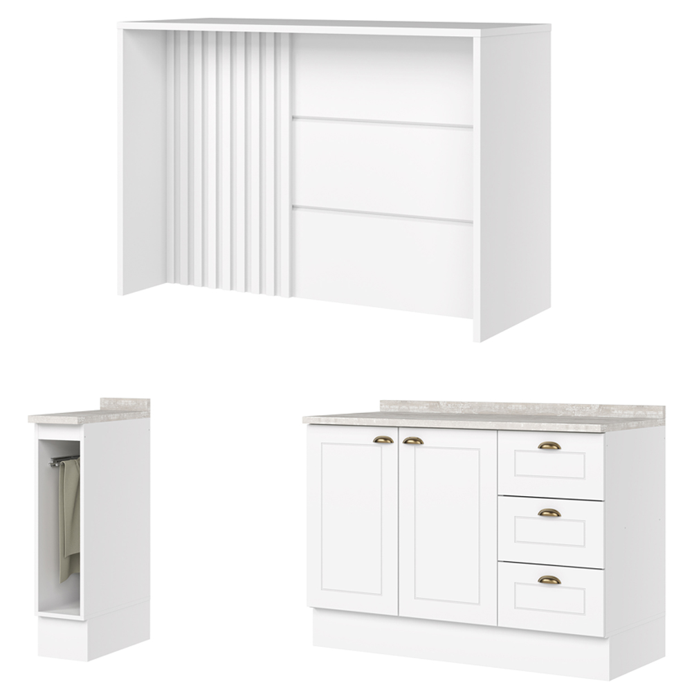 Bancada E Balcao Gourmet 146 cm CE817 Americana Branco Calcare Henn