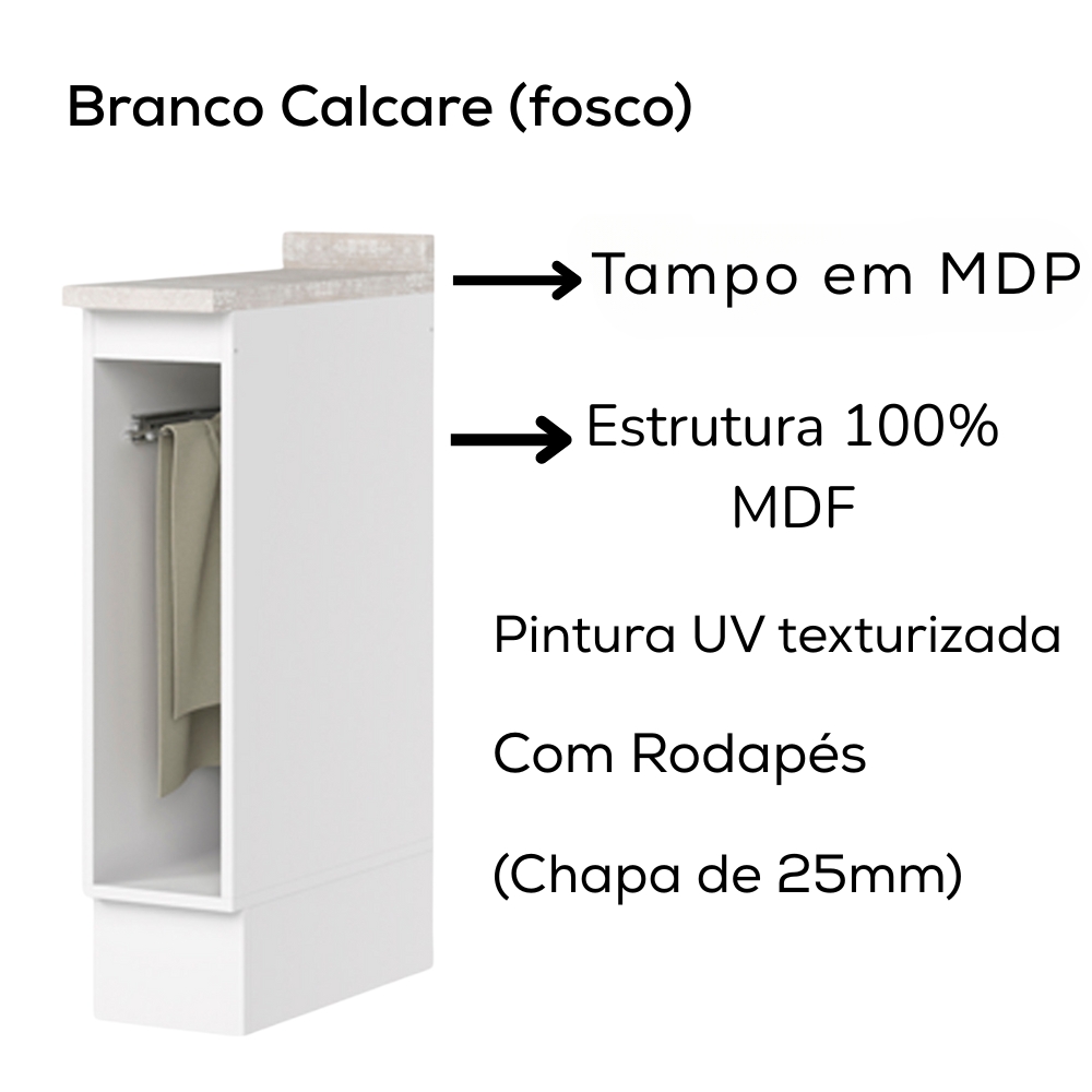 Bancada E Balcao Gourmet 146 cm CE817 Americana Branco Calcare Henn