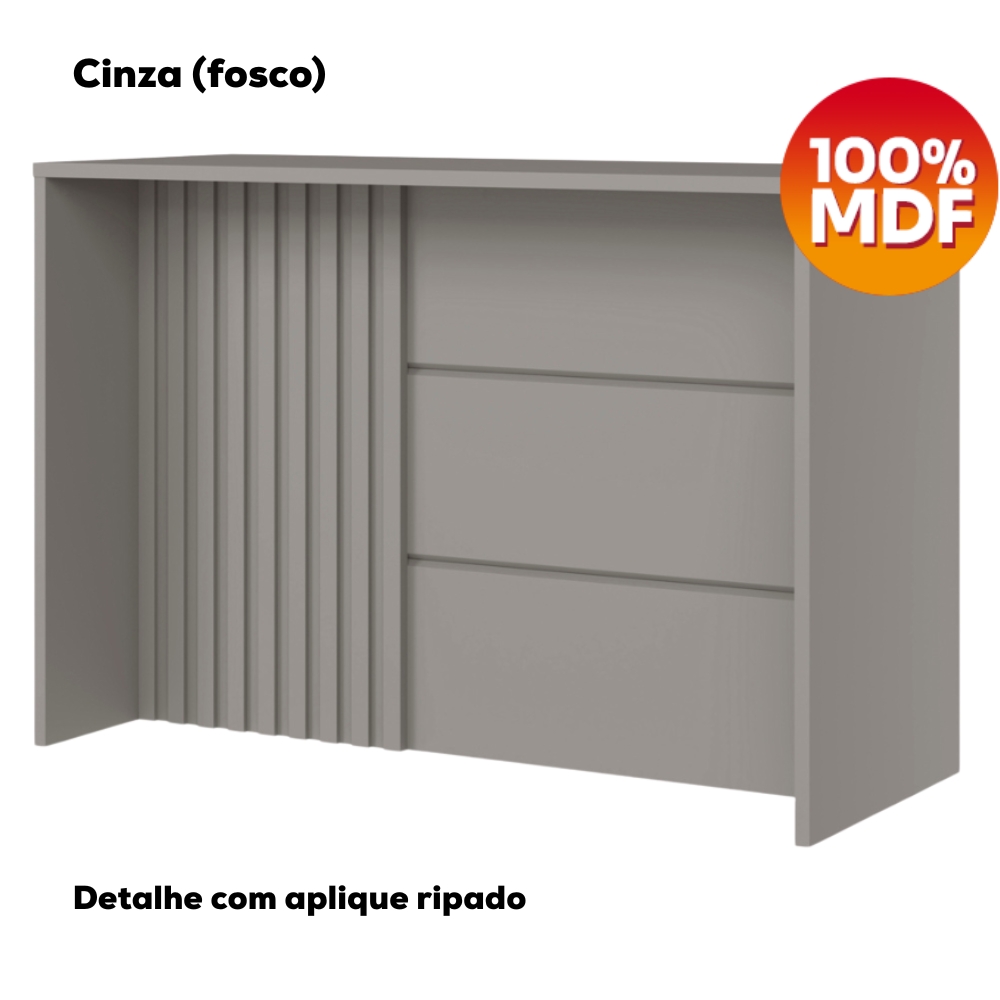 Bancada E Balcao Gourmet 146 cm CE817 Americana Cinza Calcare Henn