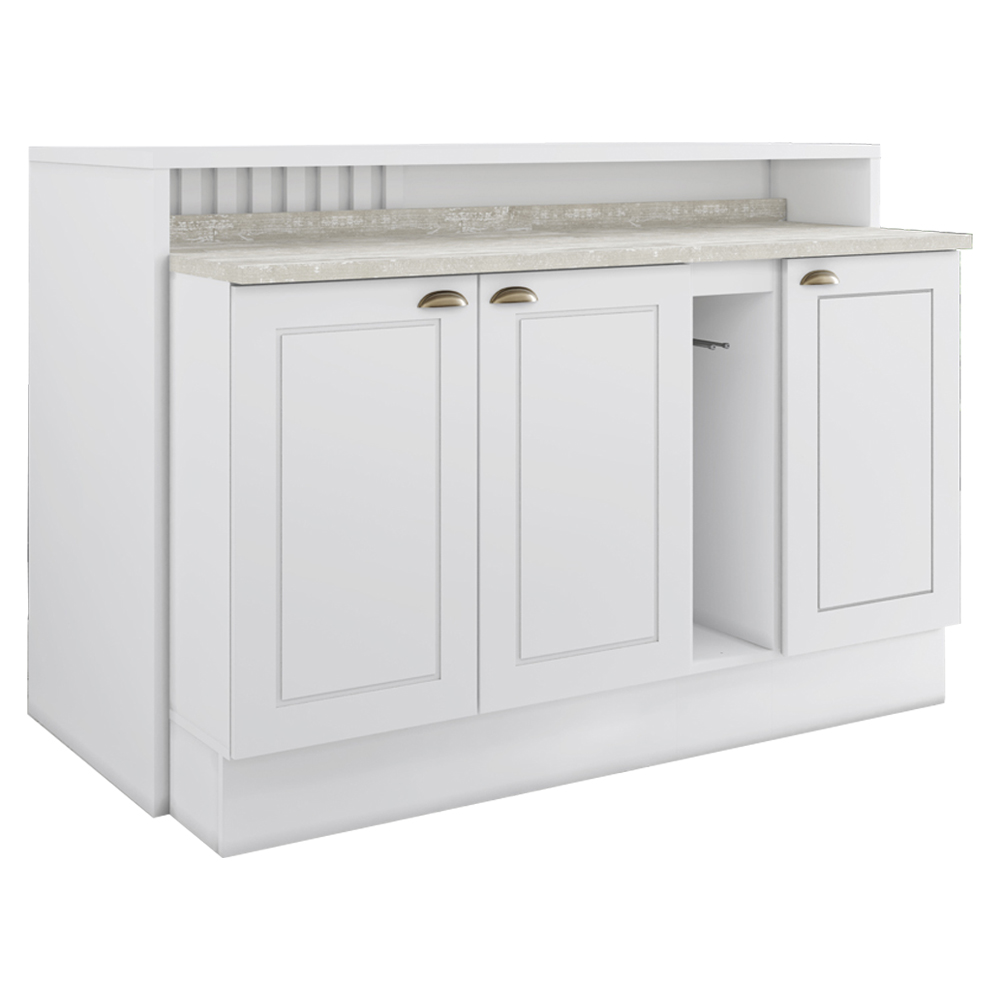 Bancada E Balcao Gourmet 146 cm CE818 Americana Branco Calcare Henn