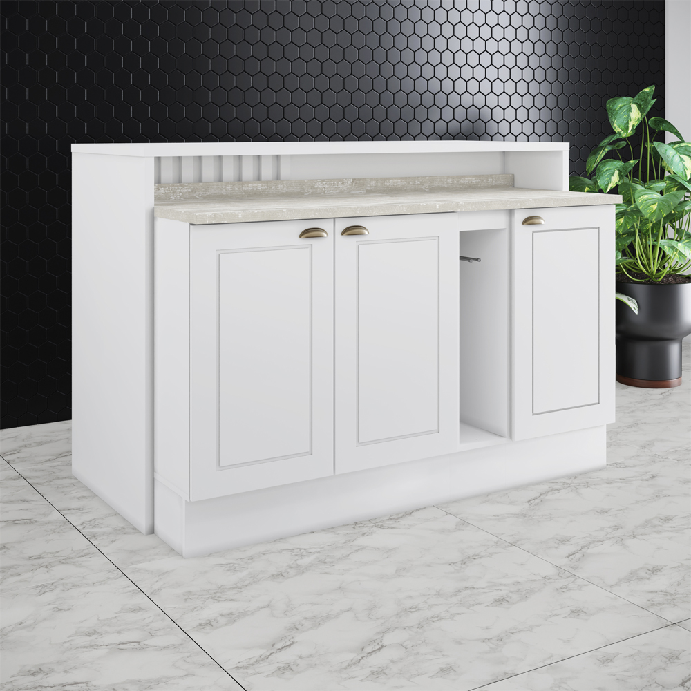 Bancada E Balcao Gourmet 146 cm CE818 Americana Branco Calcare Henn