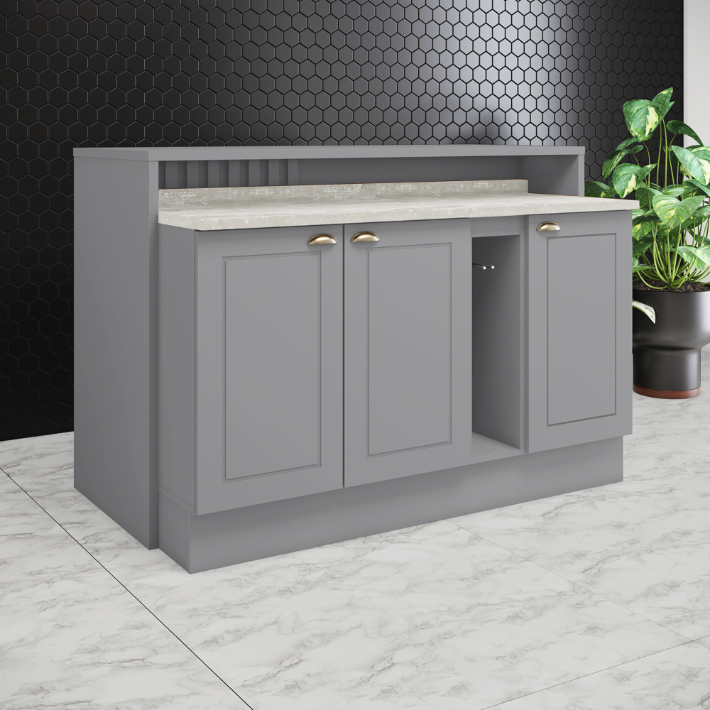 Bancada E Balcao Gourmet 146 cm CE818 Americana Cinza Calcare Henn