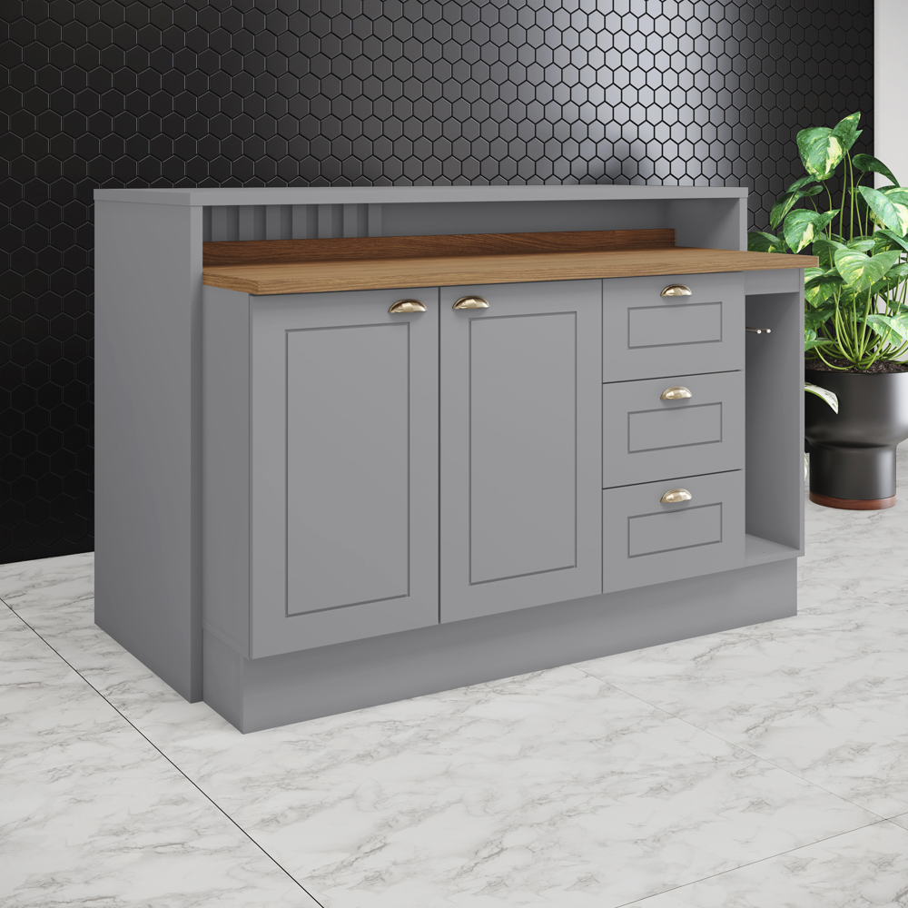 Bancada E Balcao Gourmet 146cm CE817 Americana Cinza Nature Henn