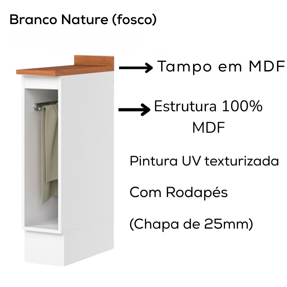 Bancada E Balcao Gourmet 146cm CE818 Americana Branco Nature Henn