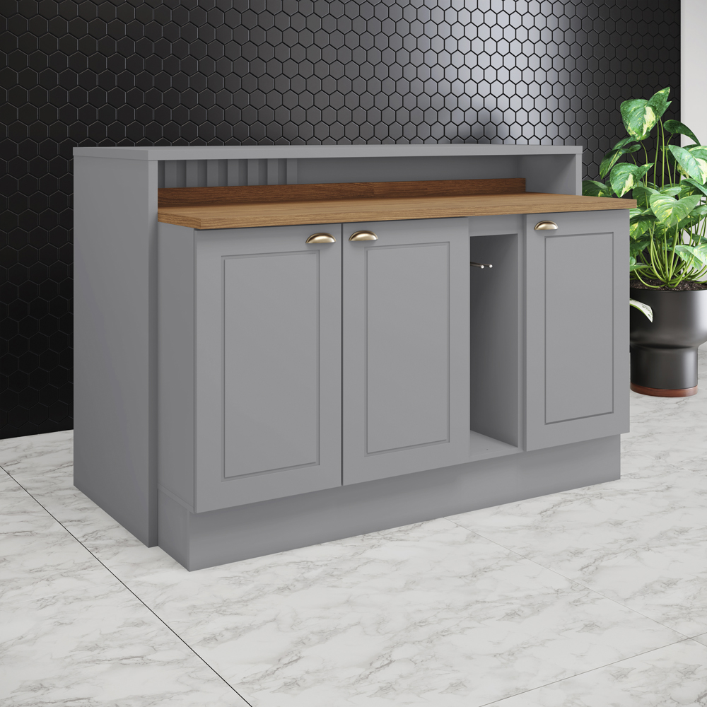 Bancada E Balcao Gourmet 146cm CE818 Americana Cinza Nature Henn