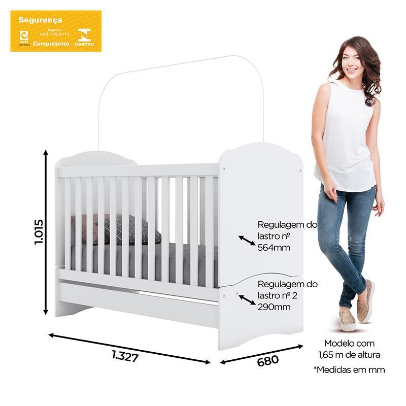 Berço Mini Cama Bala de Menta Branco com Colchão - Móveis Henn
