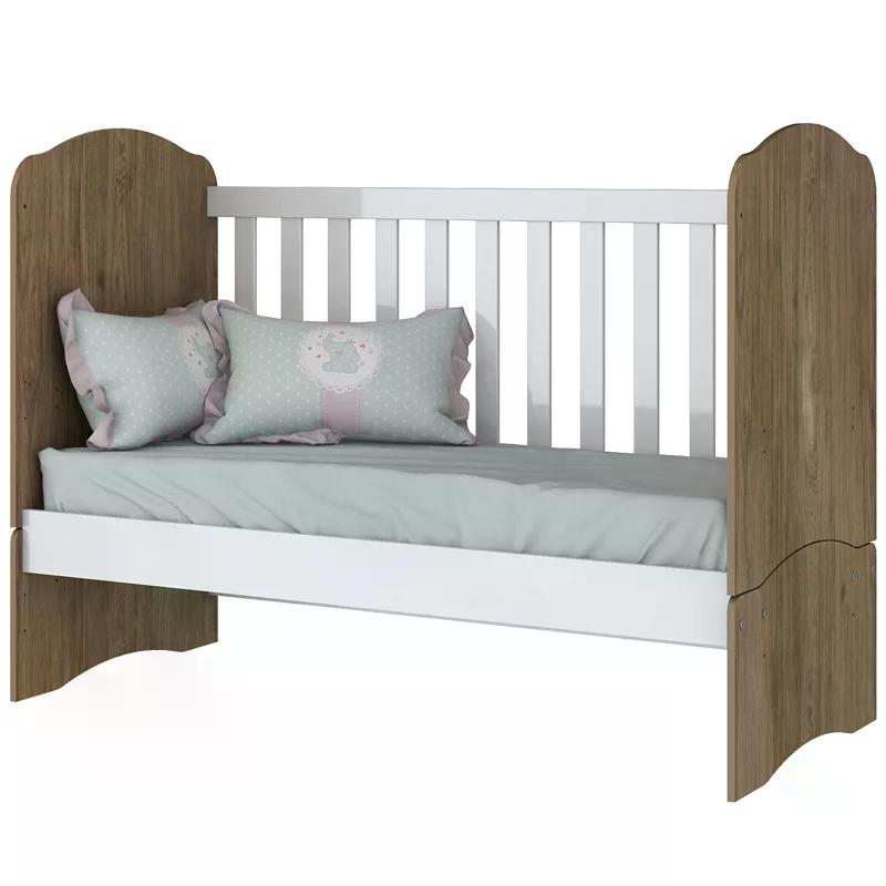 Berço Mini Cama Bala de Menta Rústico/Branco - Móveis Henn