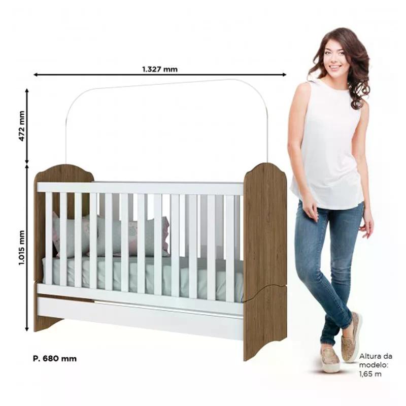 Berço Mini Cama Bala de Menta Rústico/Branco - Móveis Henn