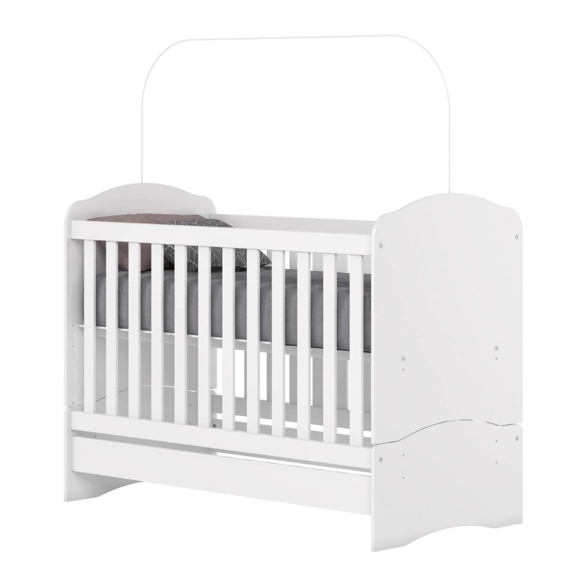 Berço Mini-cama 2 em 1 - Bala de Menta Branco