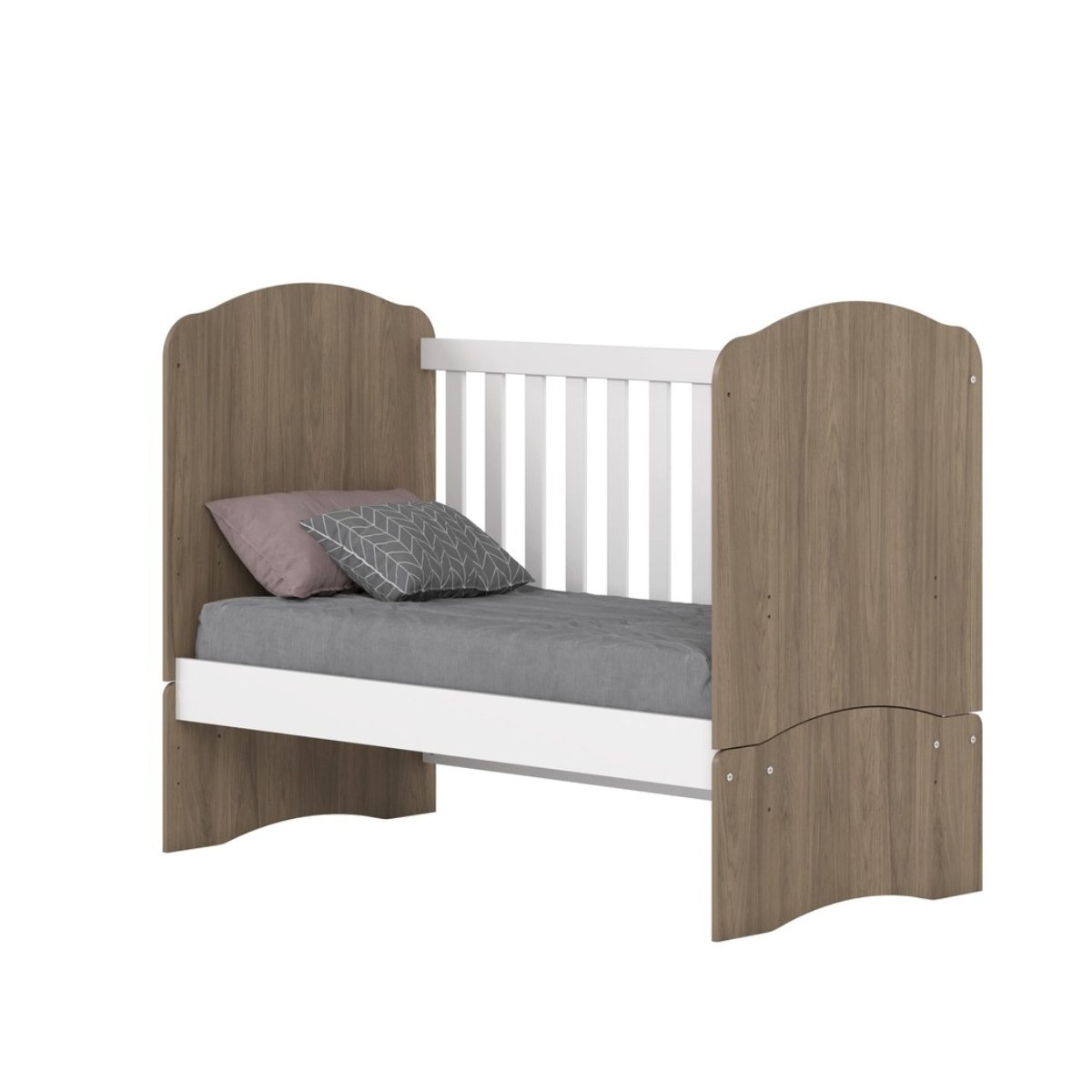 Berço Mini-cama 2 em 1 - Bala de Menta Rústico / Branco
