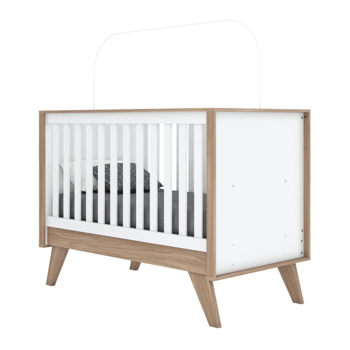 Berço Mini-cama 2 em 1 - Confete Branco / Jequitibá HP