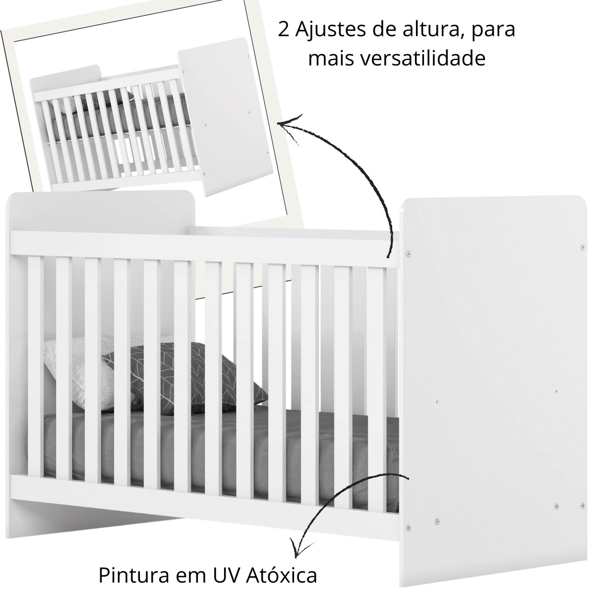 Berço Mini-cama 2 em 1 - Labirinto Branco