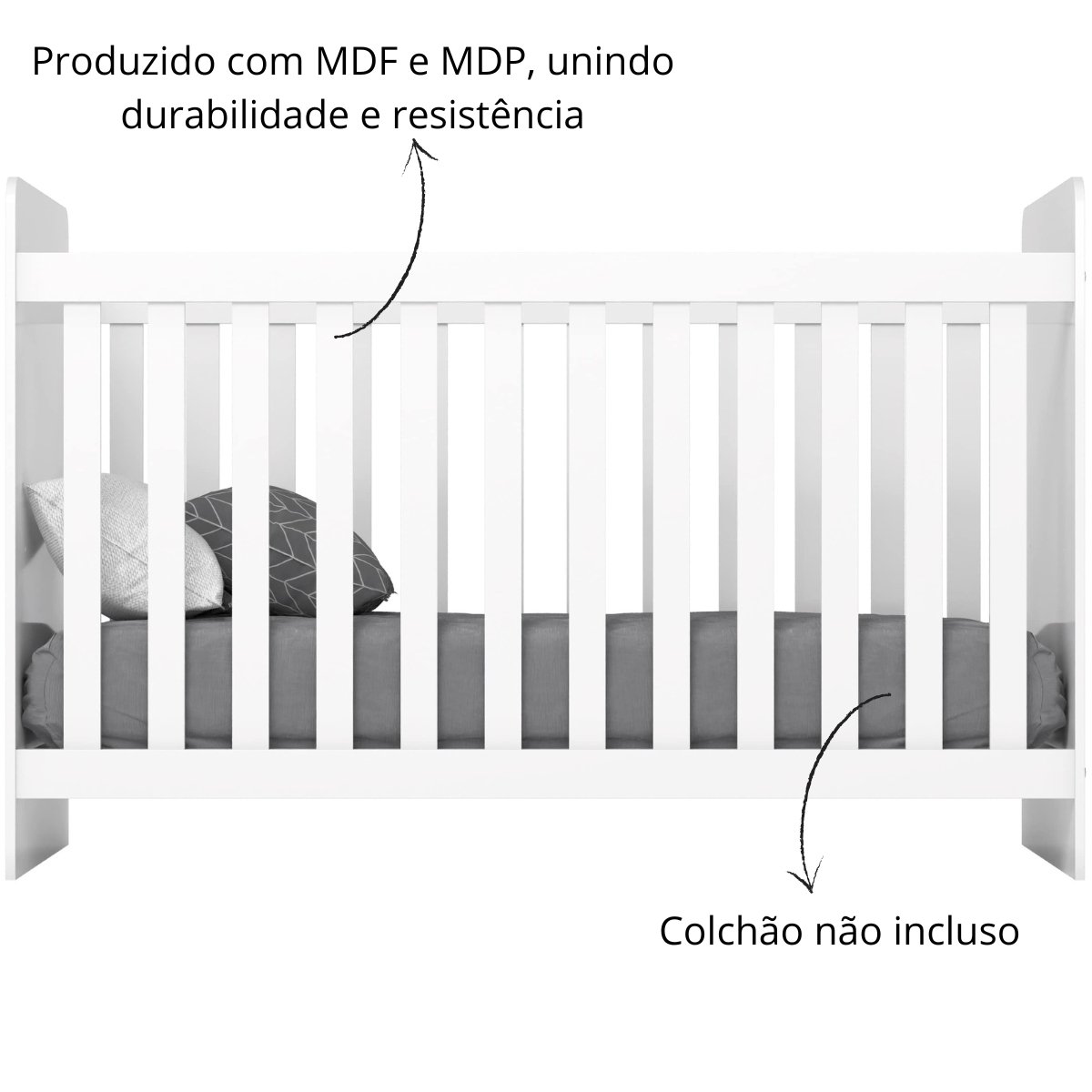 Berço Mini-cama 2 em 1 - Labirinto Branco