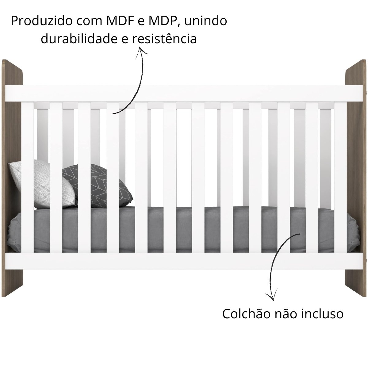 Berço Mini-cama 2 em 1 - Labirinto Rústico / Branco