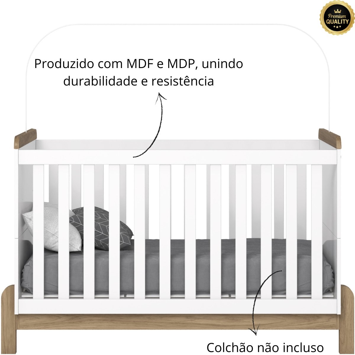 Berço Mini-cama 2 em 1 Ternura Branco / Jequitibá HP
