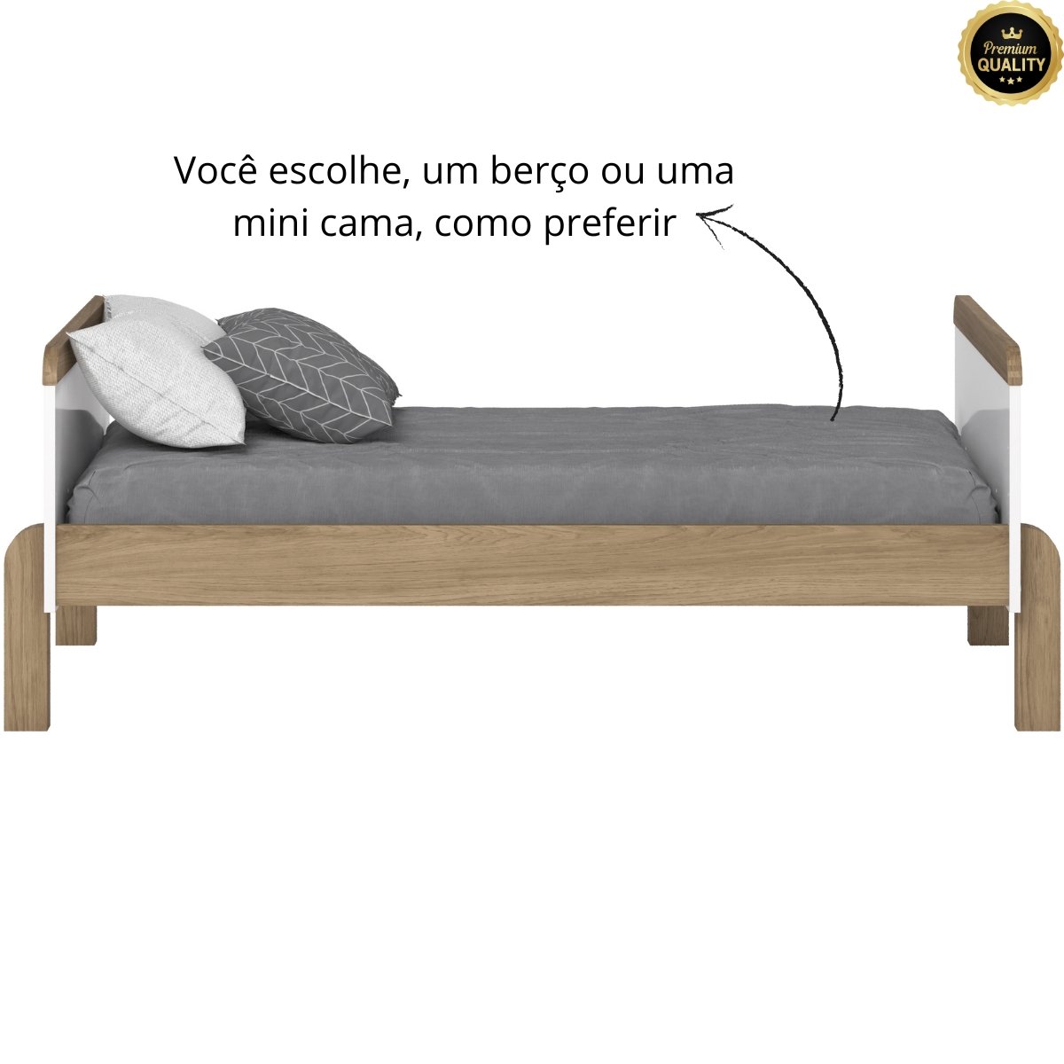 Berço Mini-cama 2 em 1 Ternura Branco / Jequitibá HP