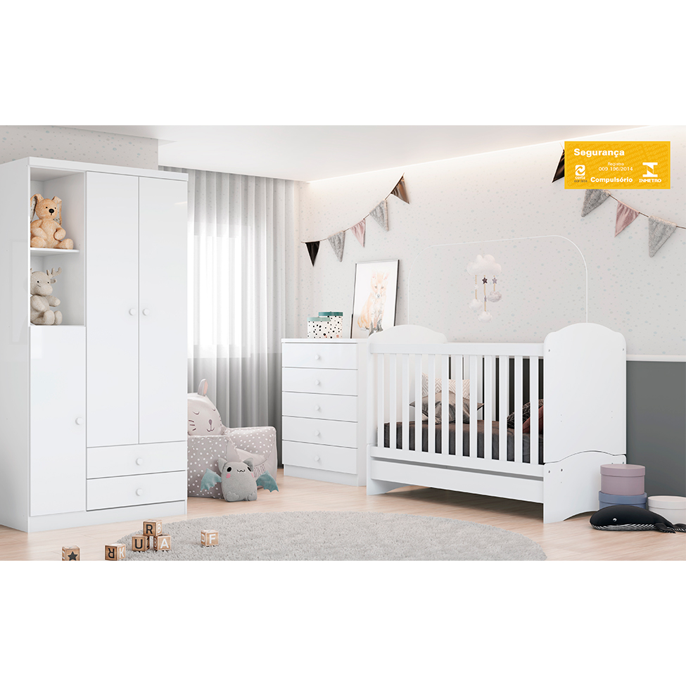 Berço Minicama Bala de Menta Branco