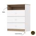 Cômoda 3 Gavetas com Nicho Decorativo - Magia Branco / Jequitibá HP