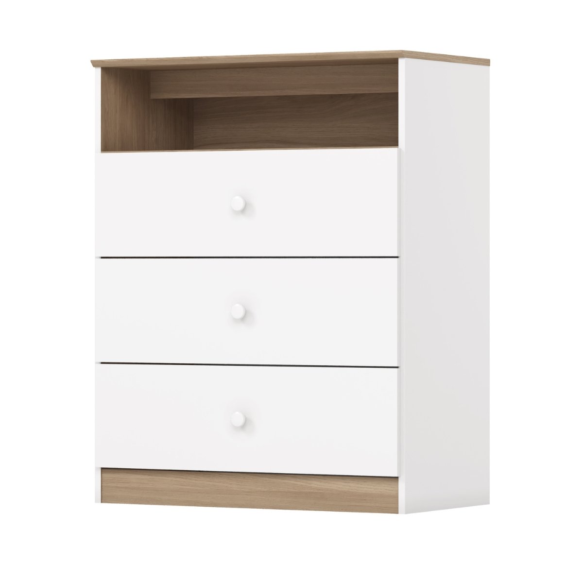 Cômoda 3 Gavetas com Nicho Decorativo - Magia Branco / Jequitibá HP