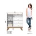 Cômoda 3 Gavetas com Porta e Nicho - Confete Branco / Jequitibá HP