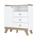 Cômoda 3 Gavetas com Porta e Nicho - Confete Branco / Jequitibá HP