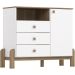Cômoda 3 Gavetas com Porta e Nicho - Ternura Branco / Jequitibá HP
