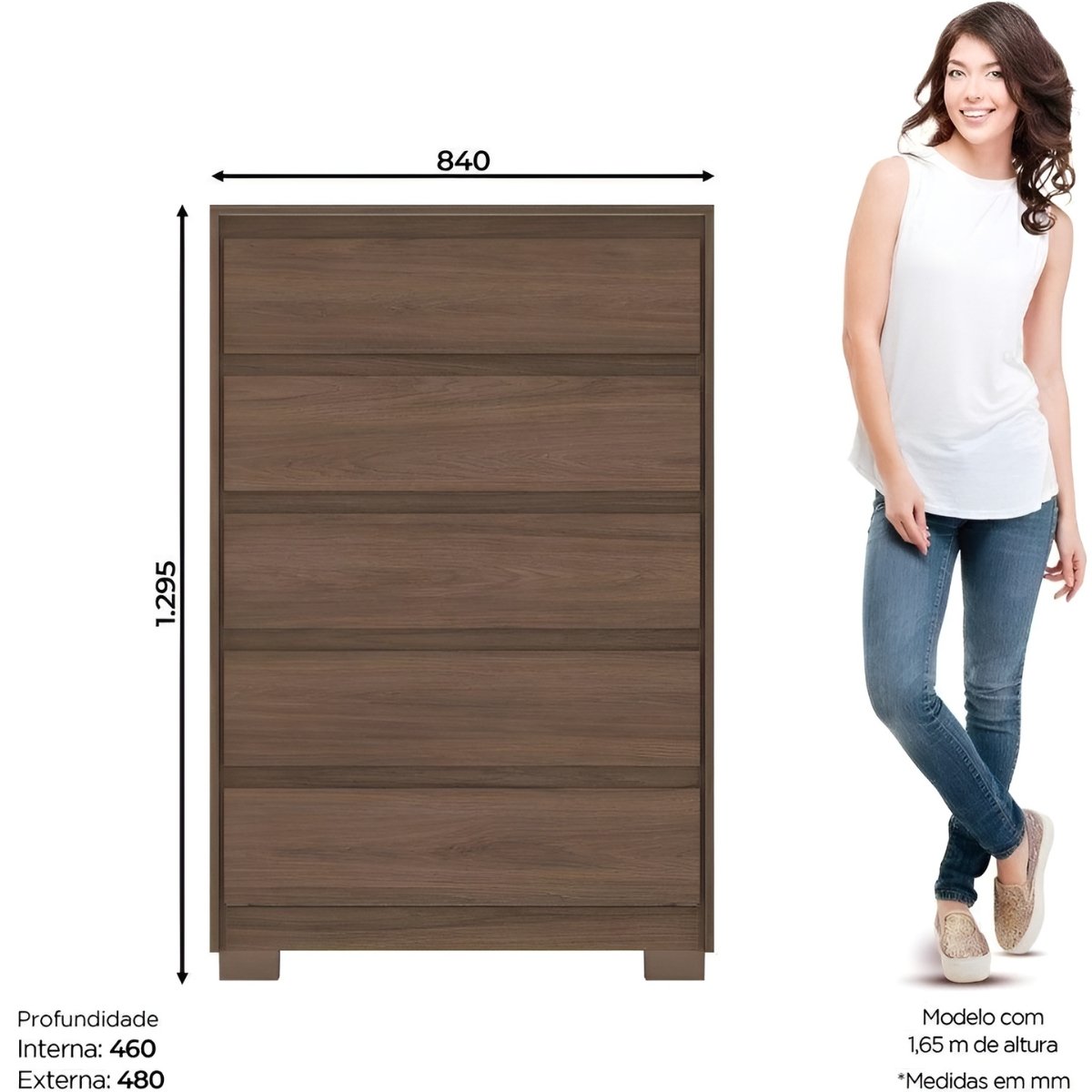 Cômoda 5 Gavetas Chanfradas Andría Castanho HP
