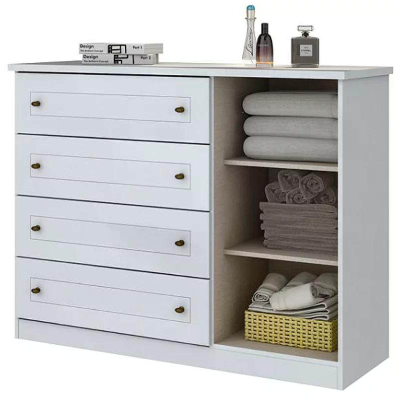 Cômoda Americano 01 Porta 04 Gavetas Branco Fosco - Móveis Henn