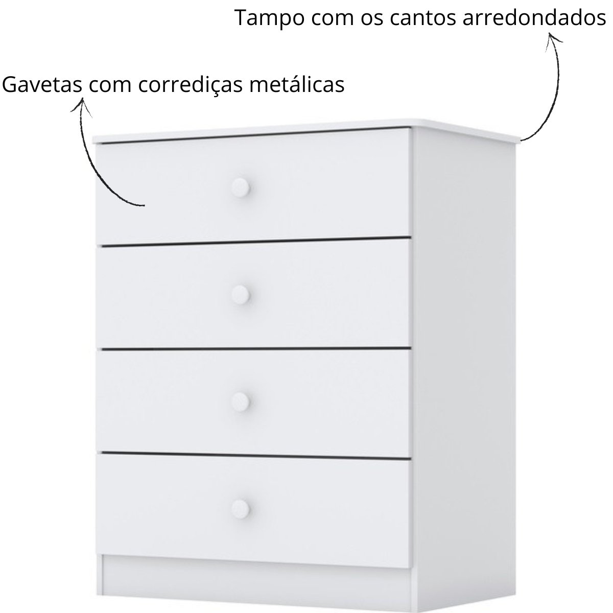 Cômoda Infantil 4 Gavetas - Labirinto Branco