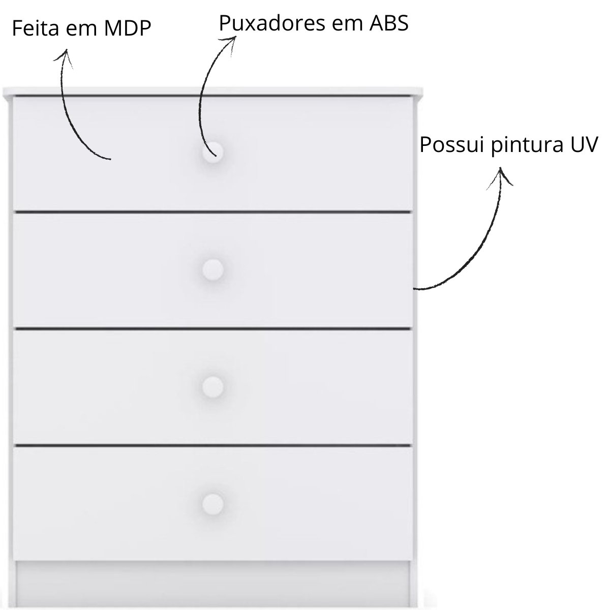 Cômoda Infantil 4 Gavetas - Labirinto Branco