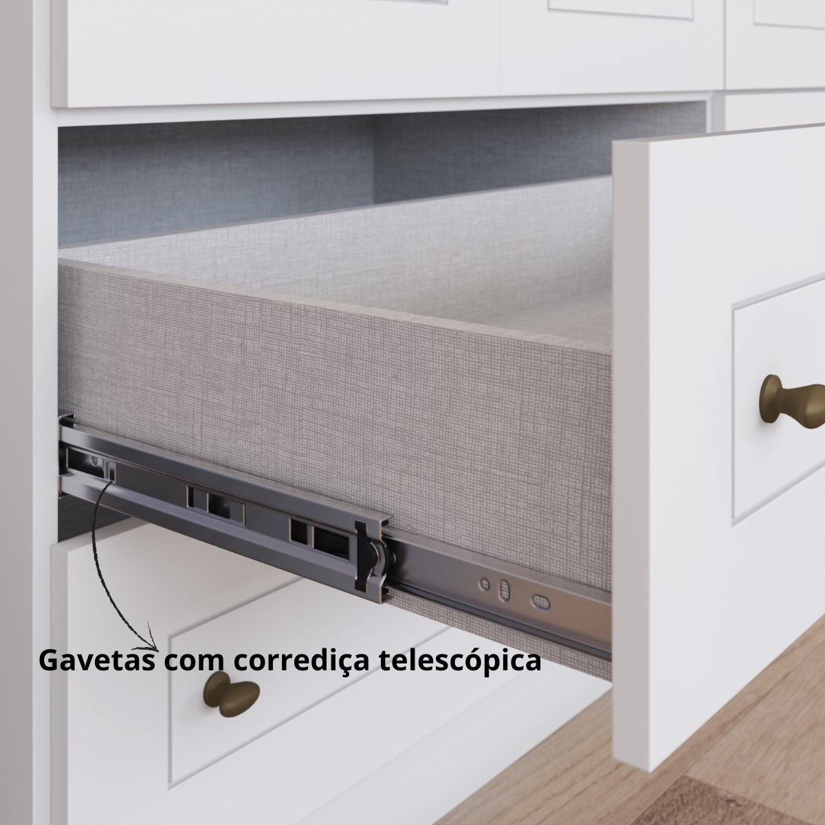 Cômoda com 4 Gavetas e Porta - Americana Branco HP