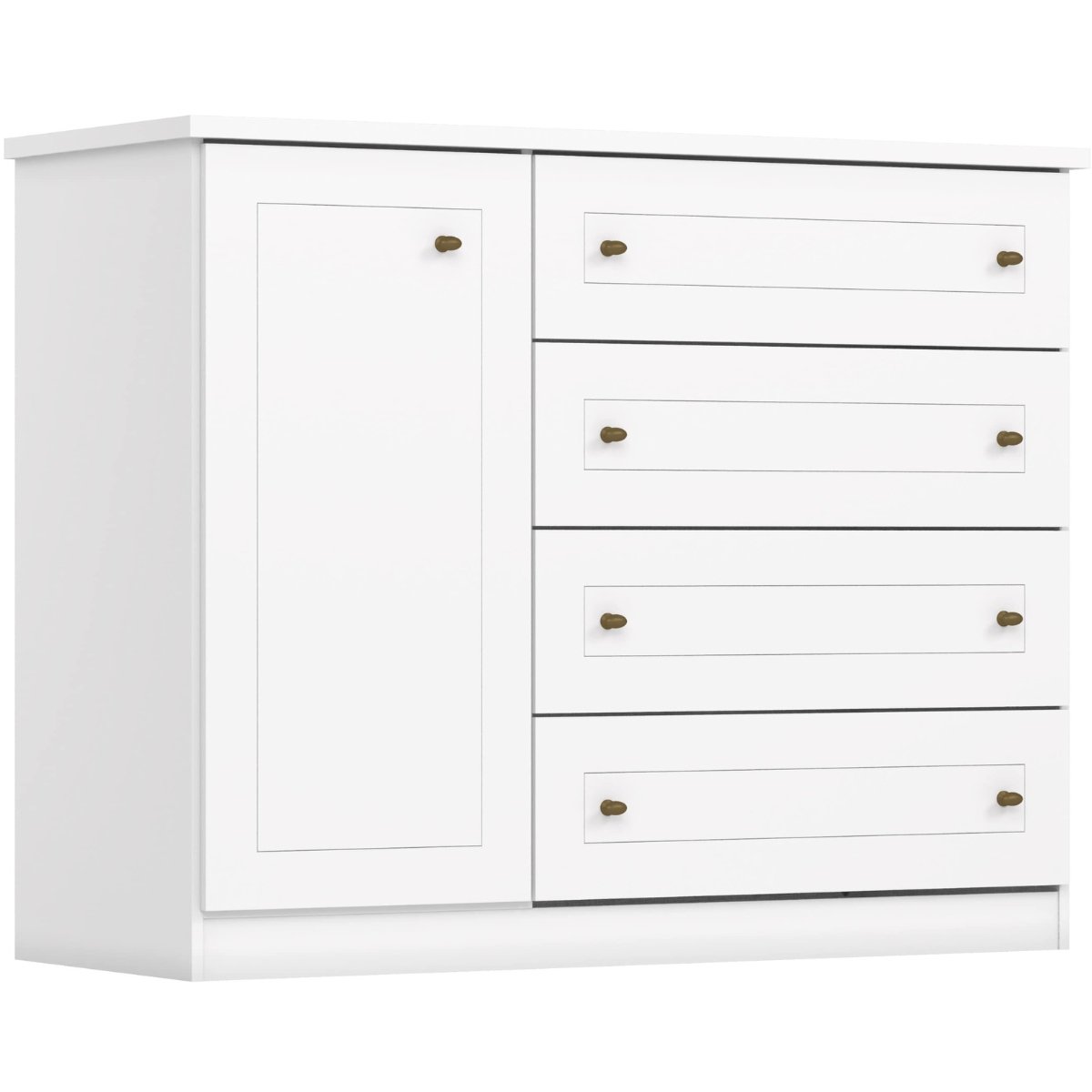 Cômoda com 4 Gavetas e Porta - Americana Branco HP