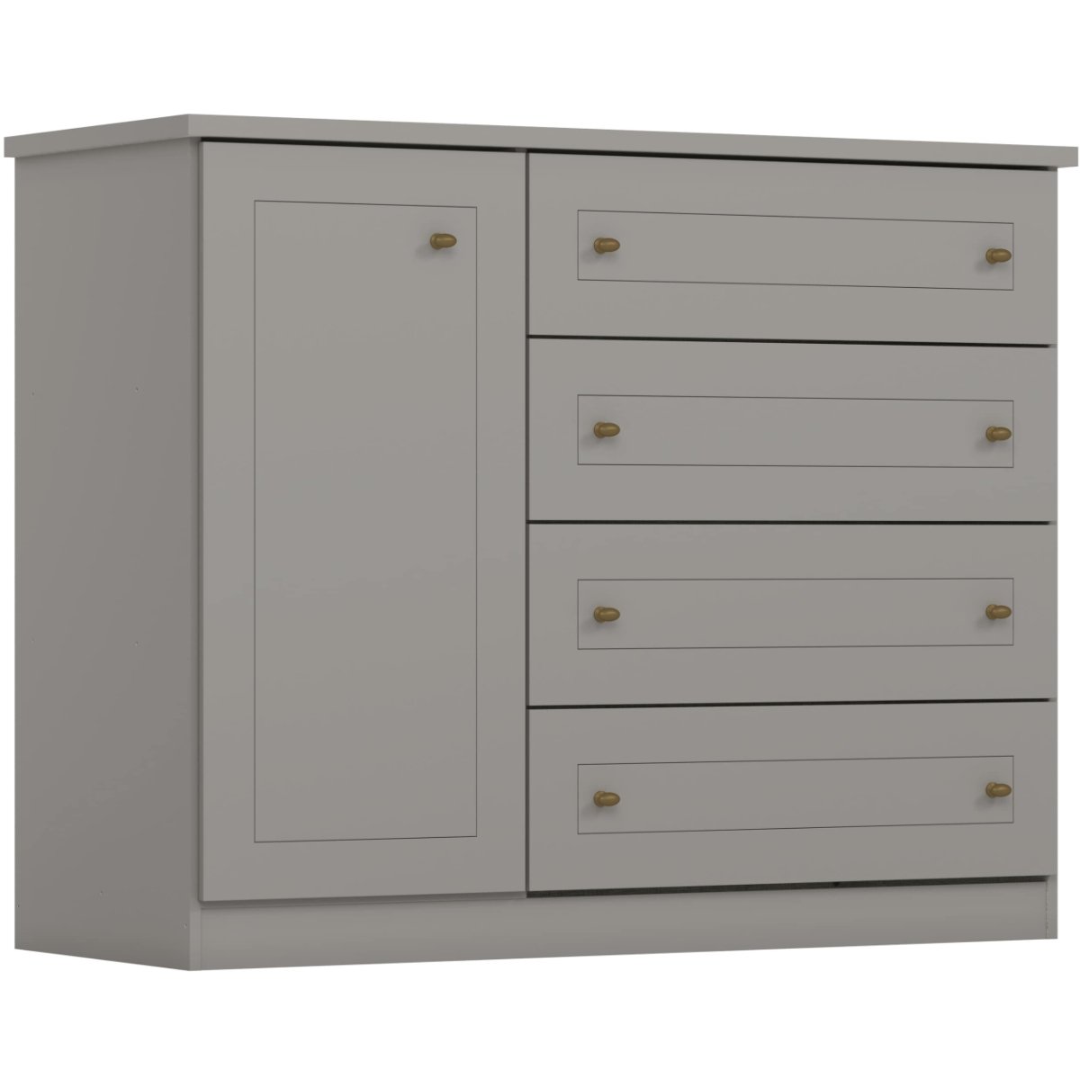 Cômoda com 4 Gavetas e Porta - Americana Cinza