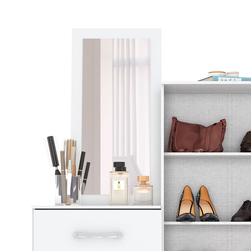 Cômoda com Espelho Liza 2 Portas 3 Gavetas Branca