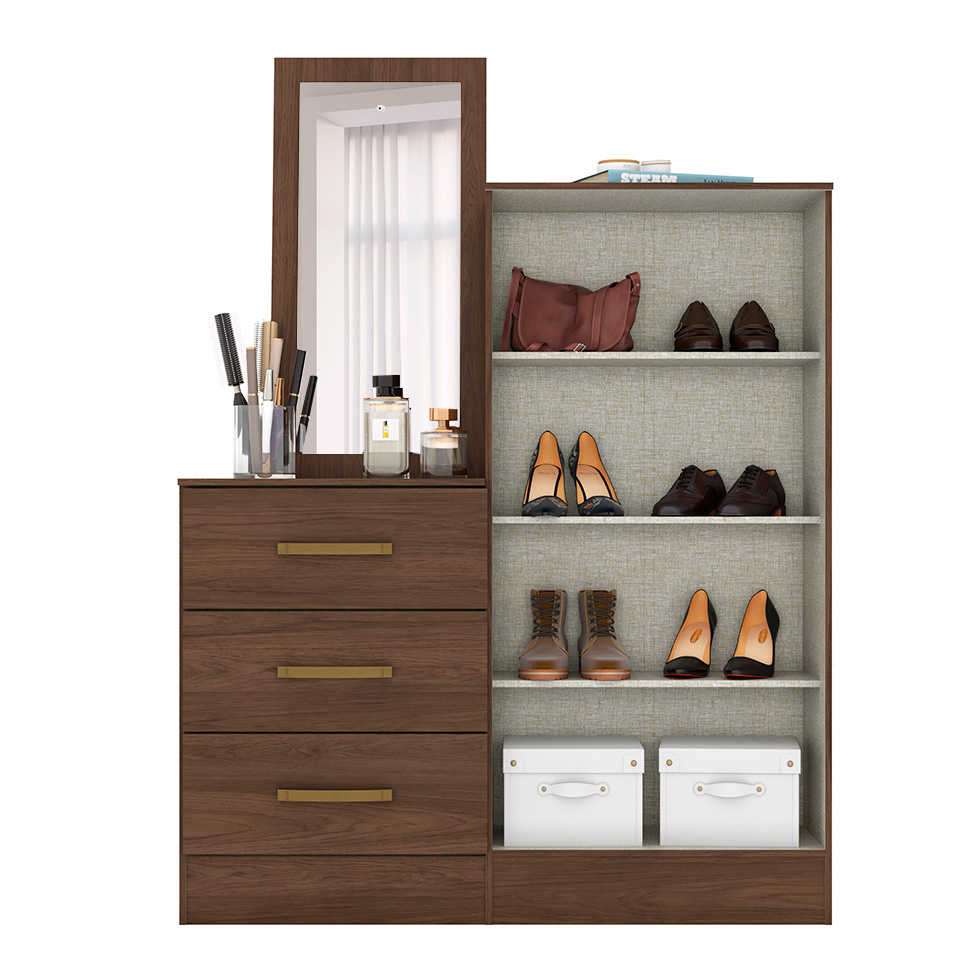 Cômoda com Espelho Liza 2 Portas 3 Gavetas Castanho