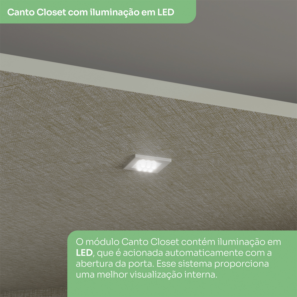 Canto Closet Modulado 2 Portas 241x110 cm Seletto Areia Henn