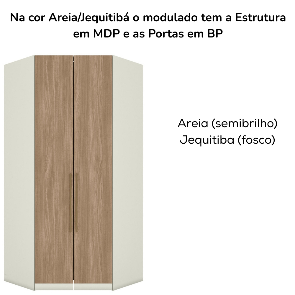 Canto Closet Modulado 2 Portas 241x110 cm Seletto Areia Jequitiba Henn